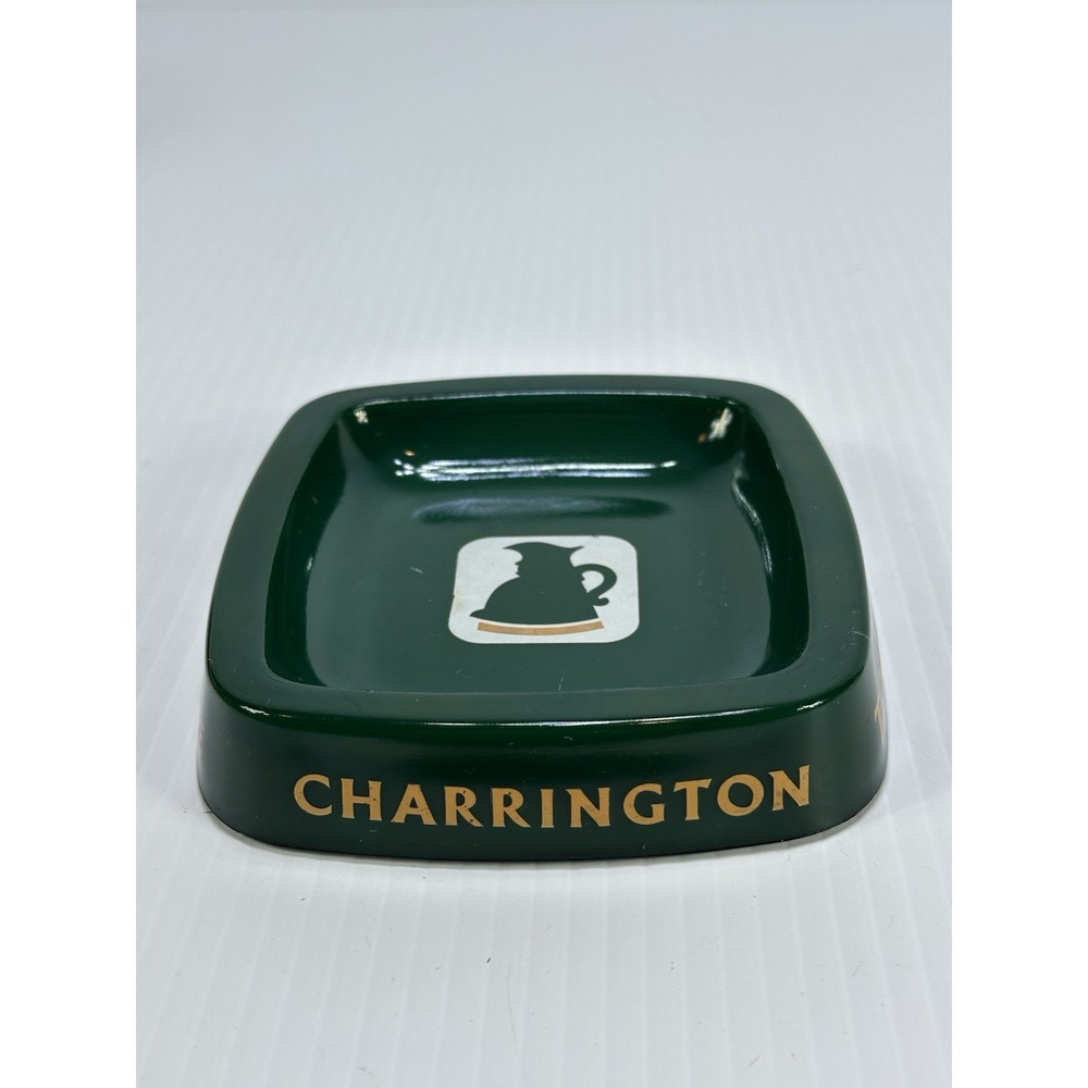 Vintage CHARRINGTON Toby Best Ale Green Glass Heavy Ashtray Barware